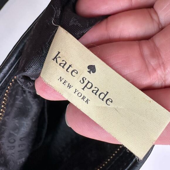 Kate Spade New York Black Pebble Leather Zip Top Crossbody Handbag - Picture 9 of 10